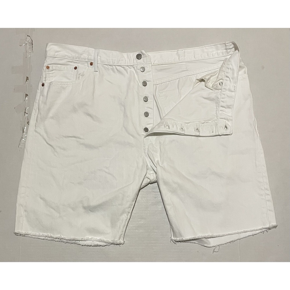 Levi's 501 Button Fly Men Shorts 46 X 9 White DIY Cutoff Frayed Raw Hem
